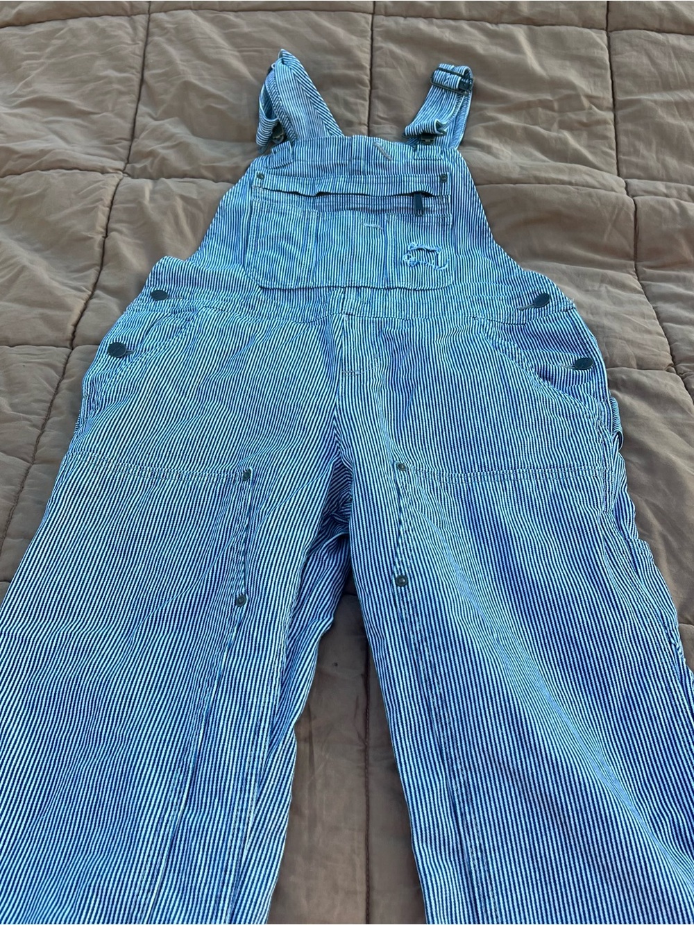 Carhartt Women's Blue and White Striped Overalls - Picture 2 of 5
